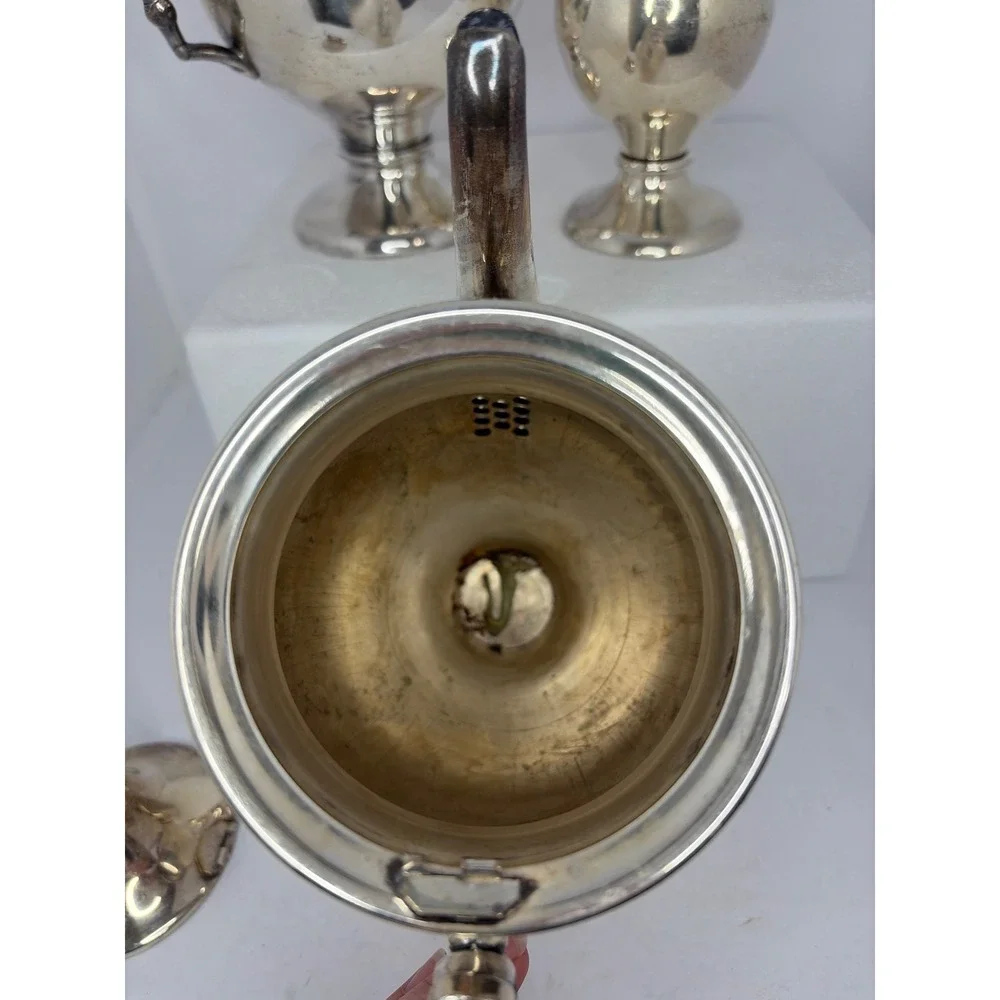 Sheridan‎ Silver on Copper Tea Coffee Set 3 Piece Vintage Silverplate Service